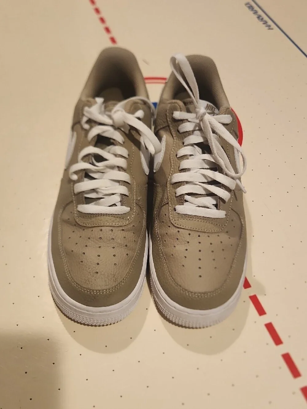 Nike Air Force 1 Low-Top Sneakers - Taupe & White
